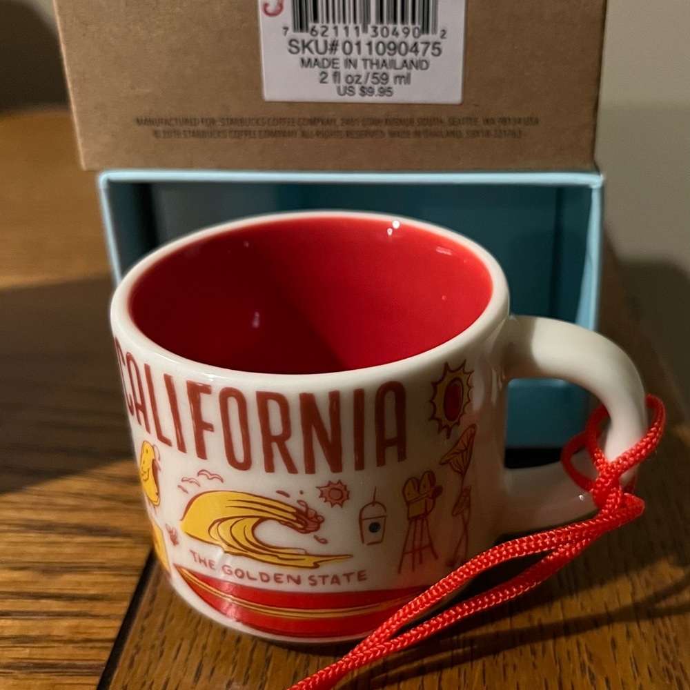 Starbucks California Red and White 2oz Ornament Mug